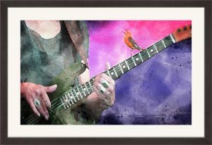 Alone With A Bird That Whistles Charcoal Frame Off White Mat 20x30