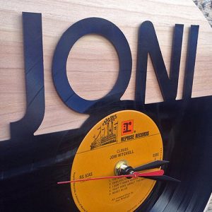 Vinyl Record Clock (Wood) - Clouds